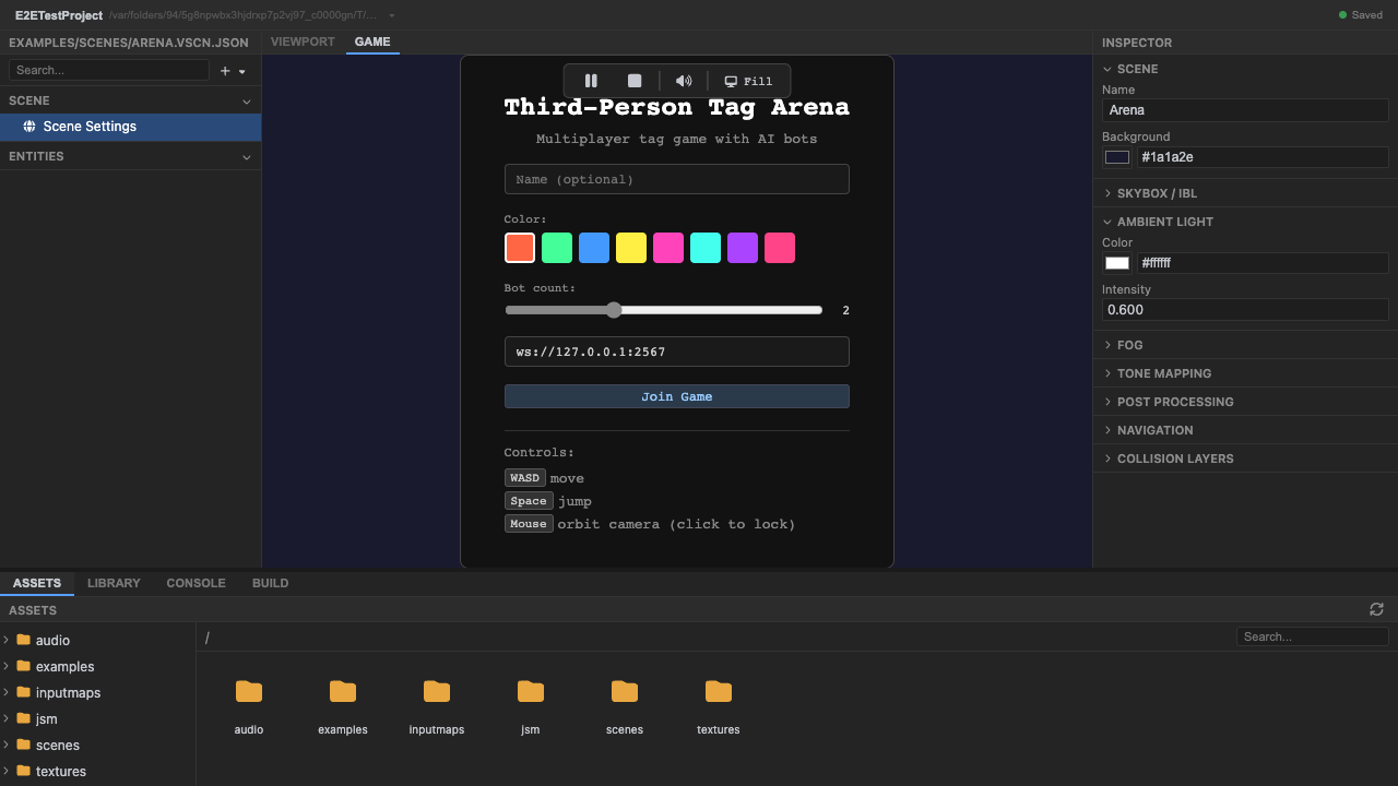 The arena connect screen