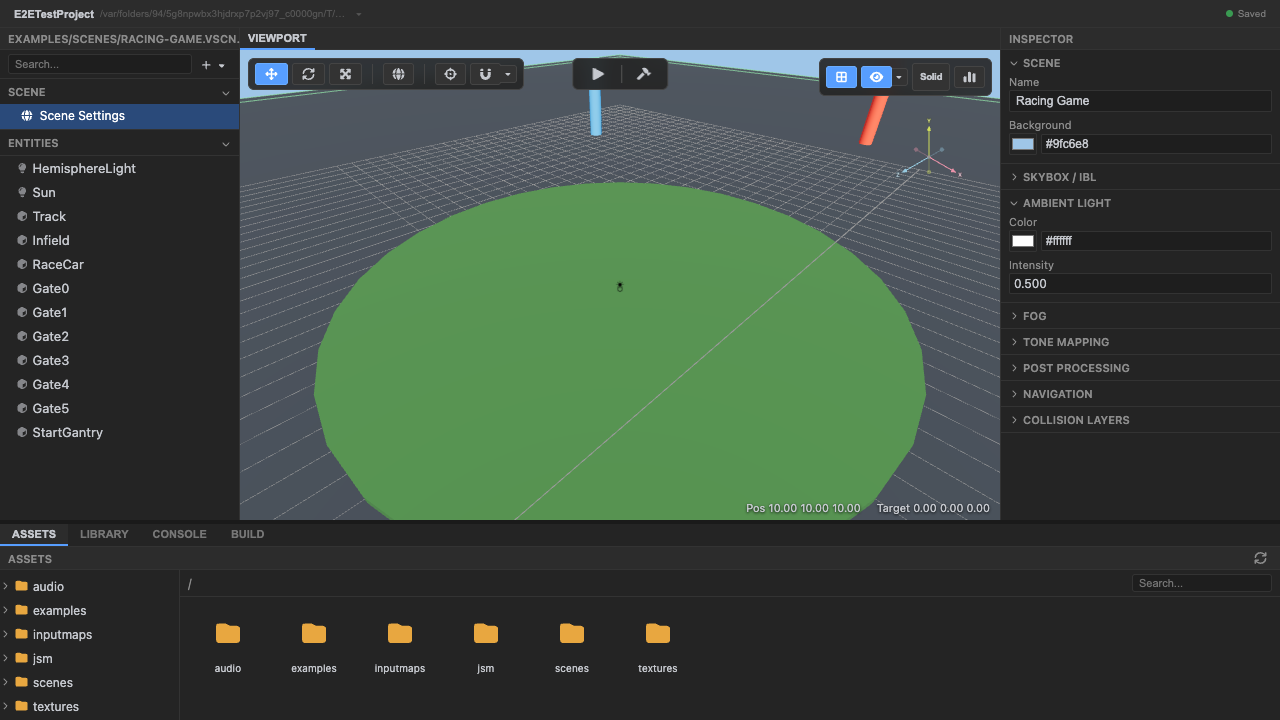 The racing-game circuit loaded