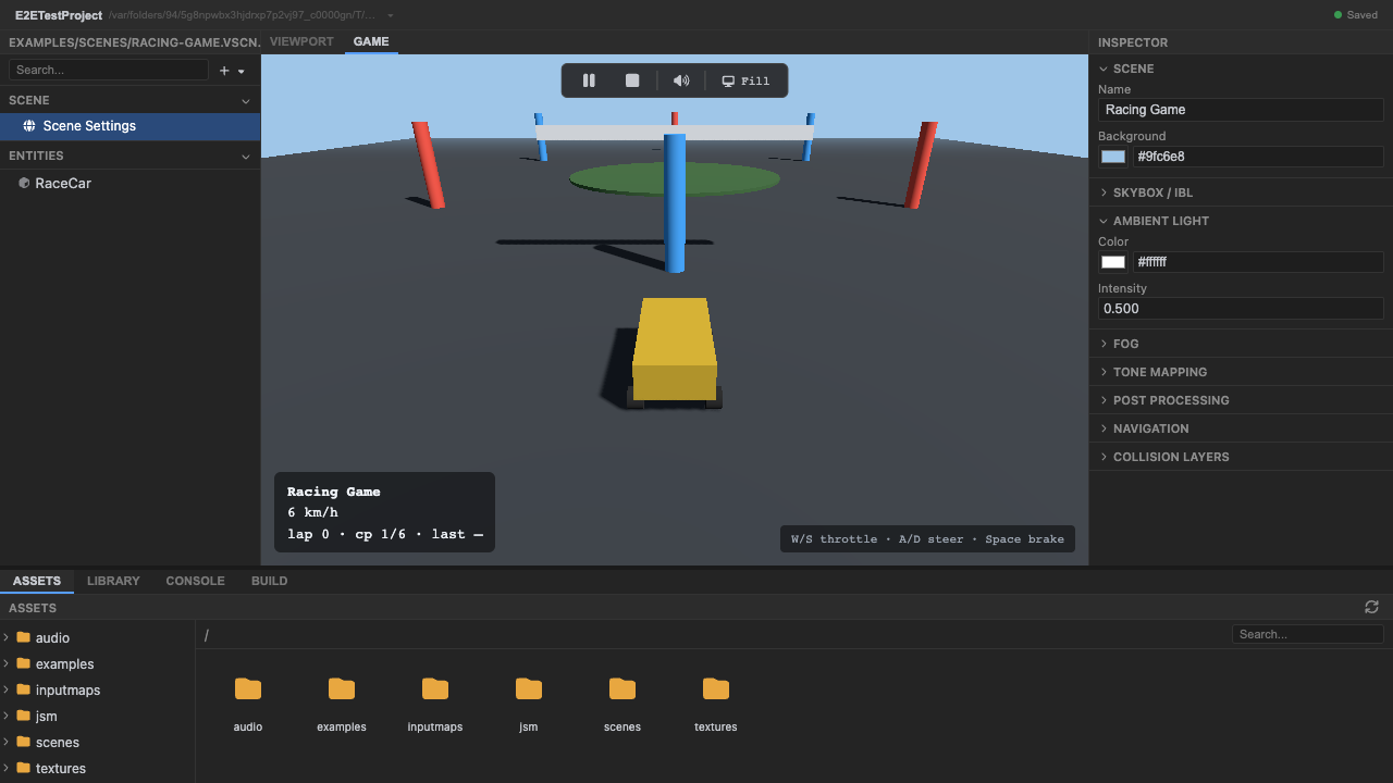 The racing game running
