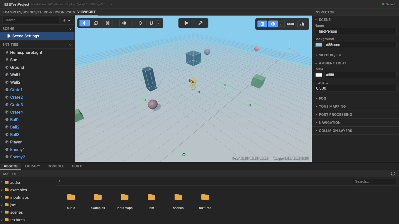 The third-person scene loaded in the editor