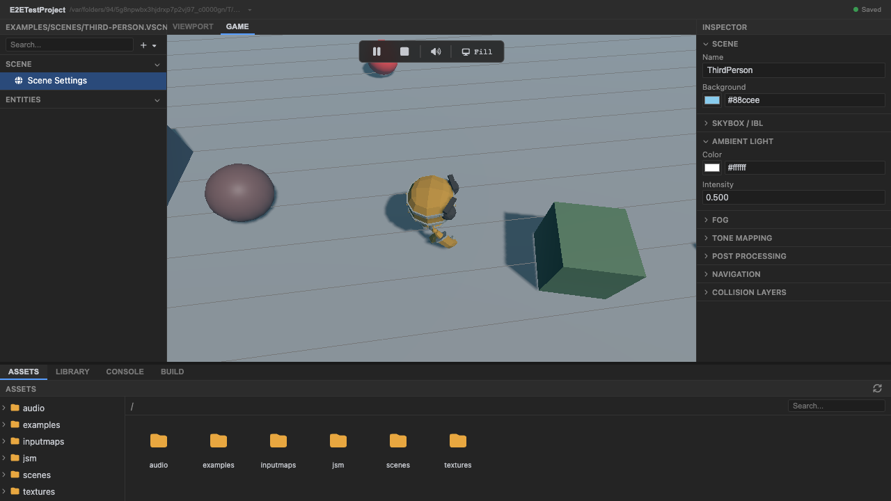 The follow camera orbiting around the character