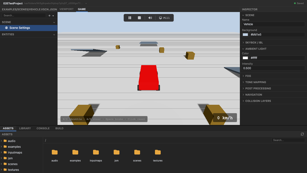 The vehicle running in play mode