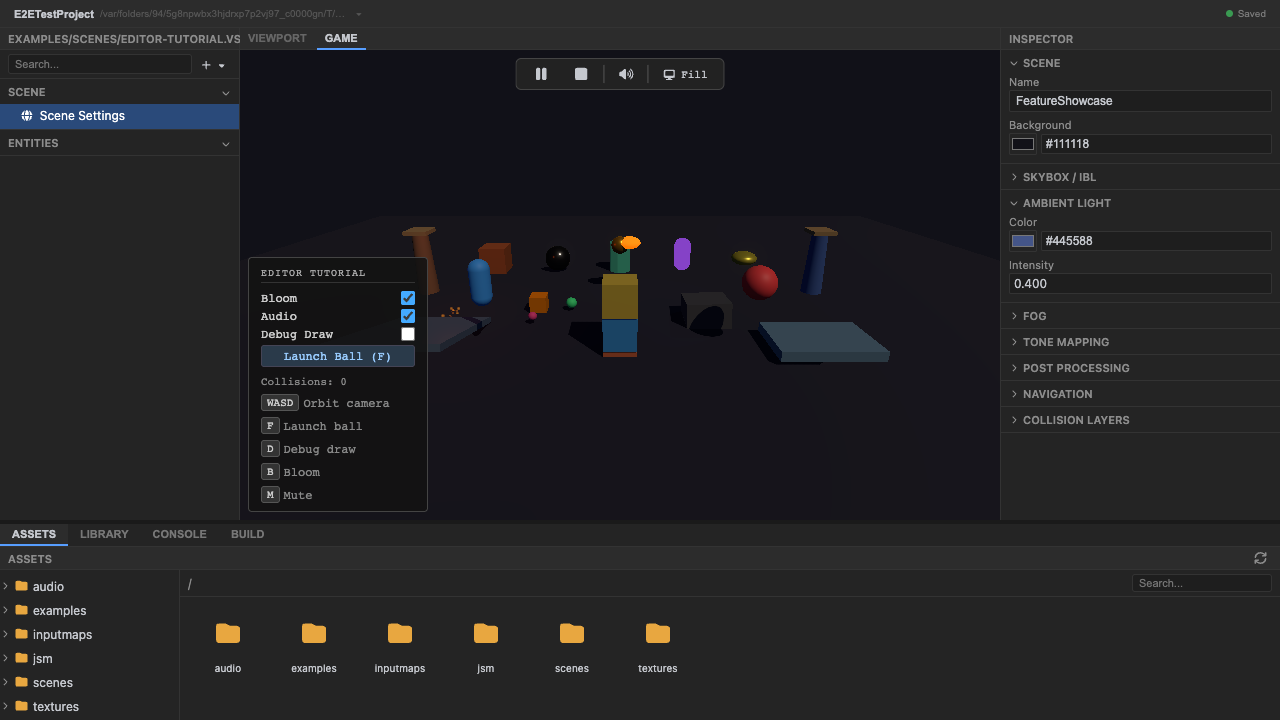 The scene running in play mode
