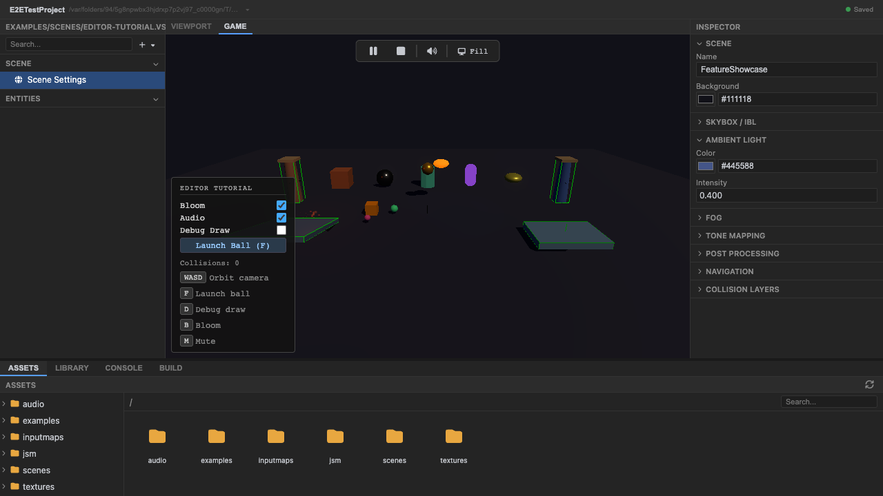 Collider wireframes over the scene