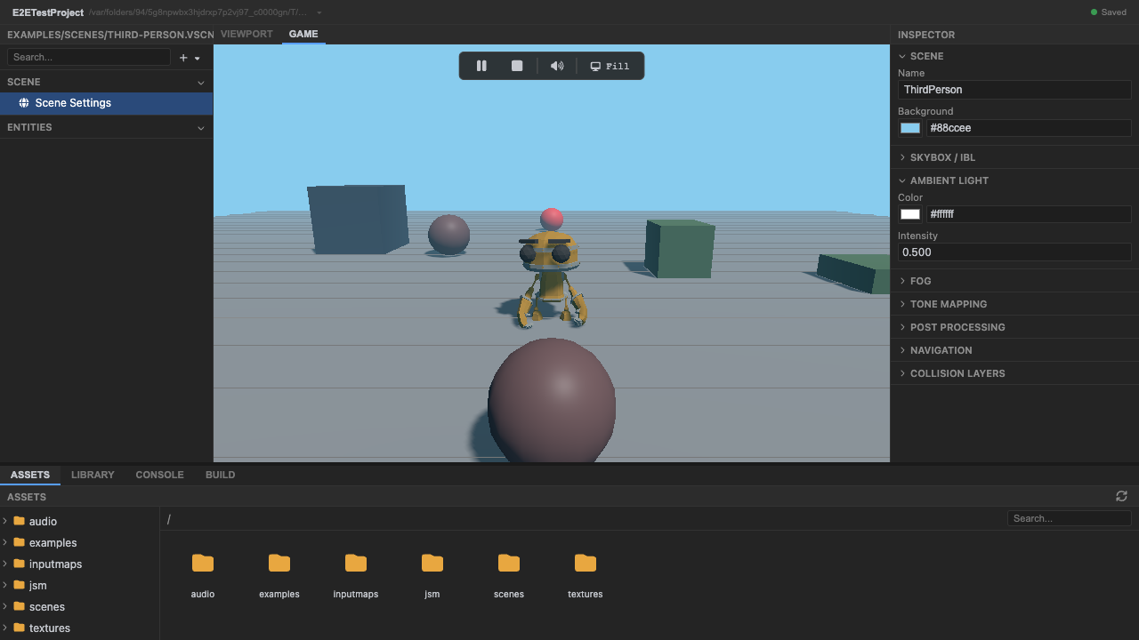 The scene running in play mode