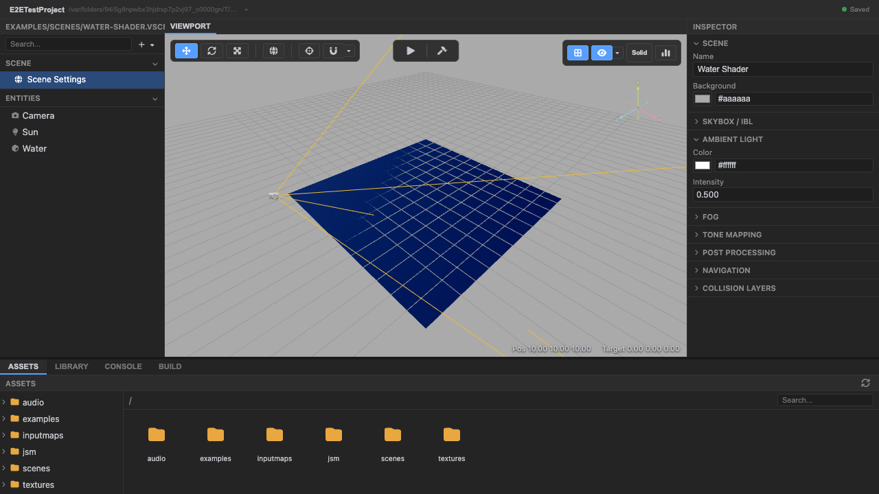 The water-shader scene loaded