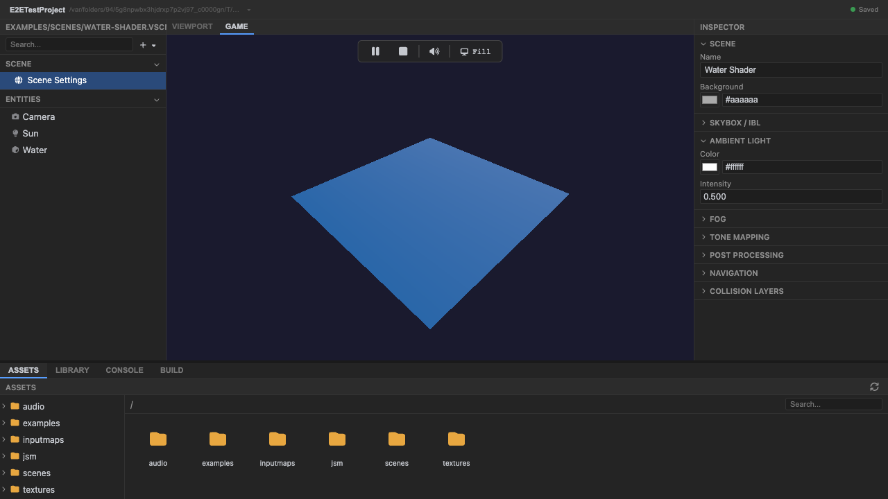The water shader rendering in play mode