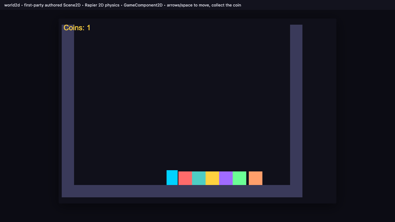 A 2D game running on the world2d surface
